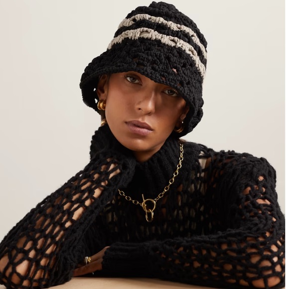 Brunello Cucinelli Two-tone striped crocheted cotton bucket hat - Picture 1 of 9